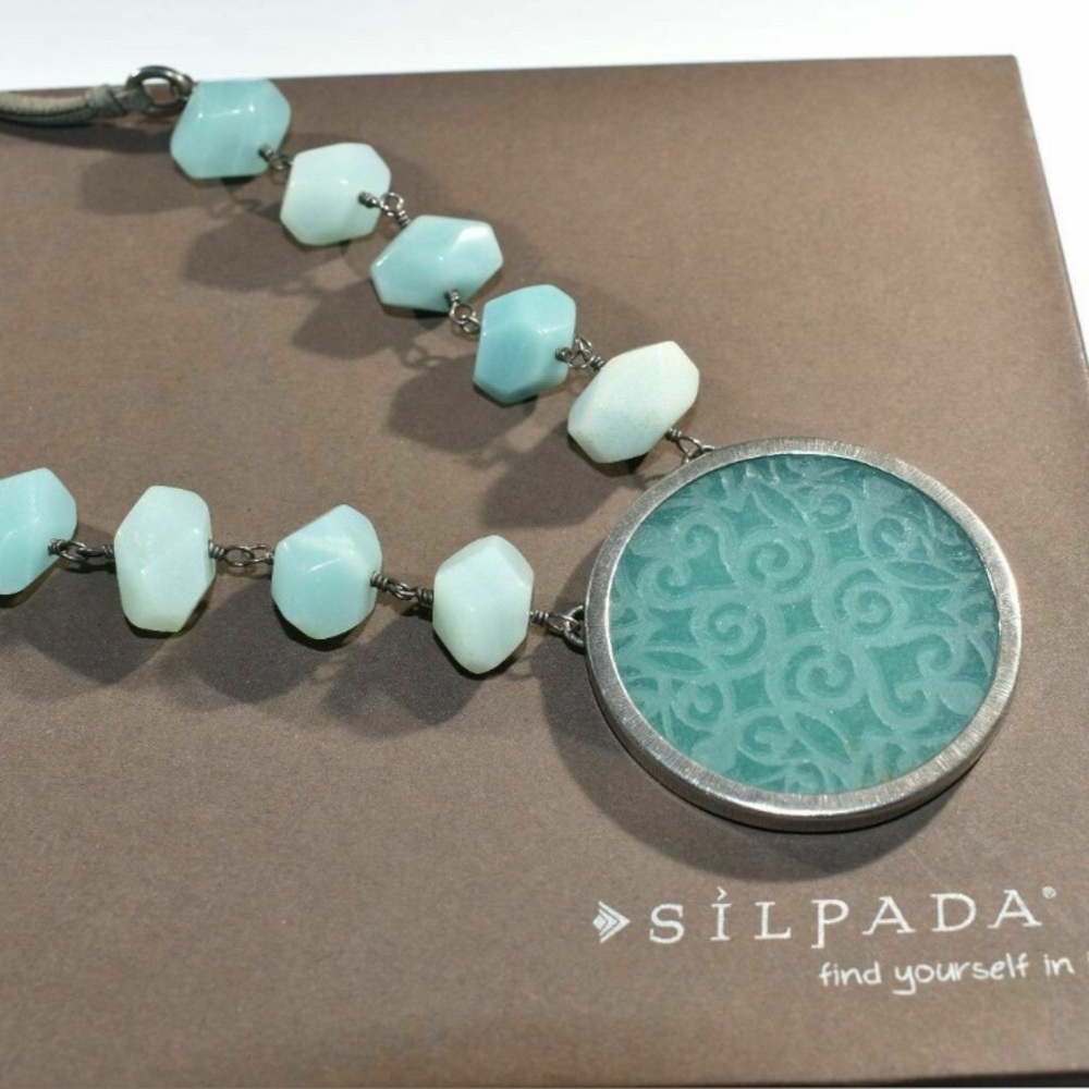 Silpada argent sterling et quartzite bleu and Silver Pendant Necklace